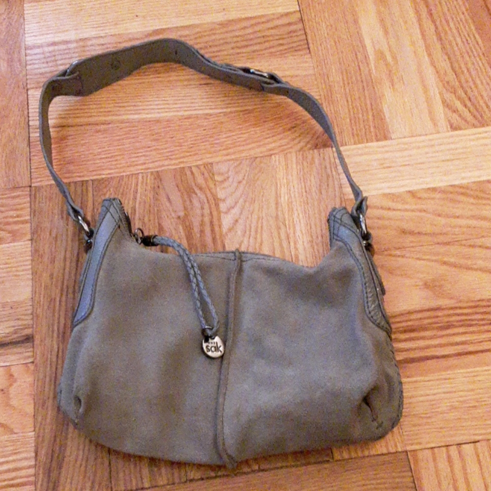 The SAK grey suede mini purse